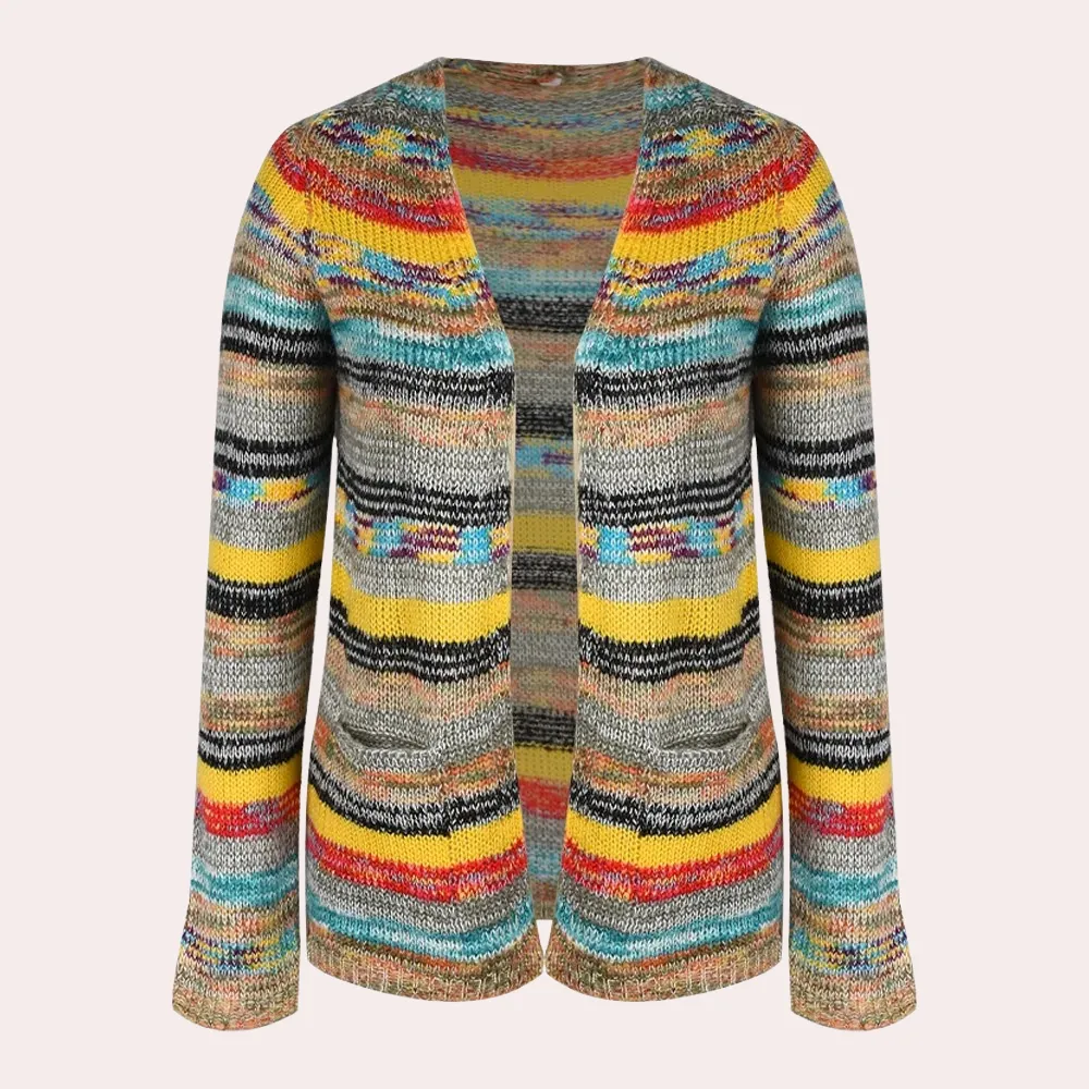 Ivyshape | Colorful Knitted Women's Cardigan With V-Neck