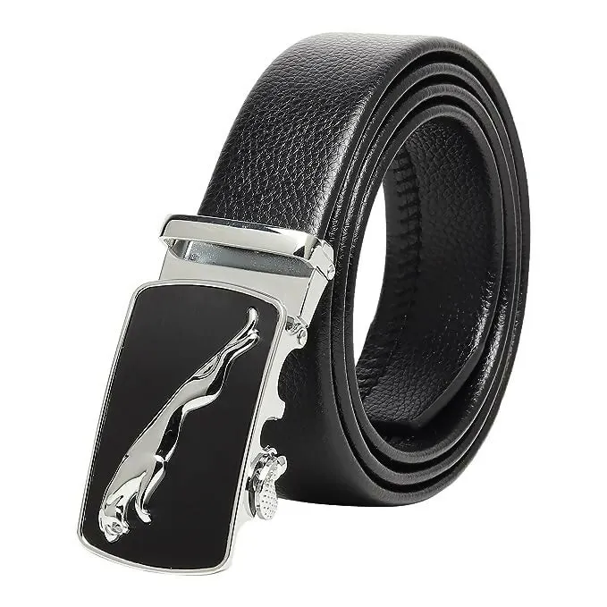 Jaguar Casual Wear Belt For Men Leather (Silver Black)