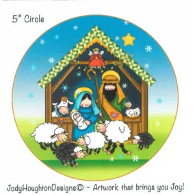 Jody's 5" Round Fabric Art Panel - Nativity