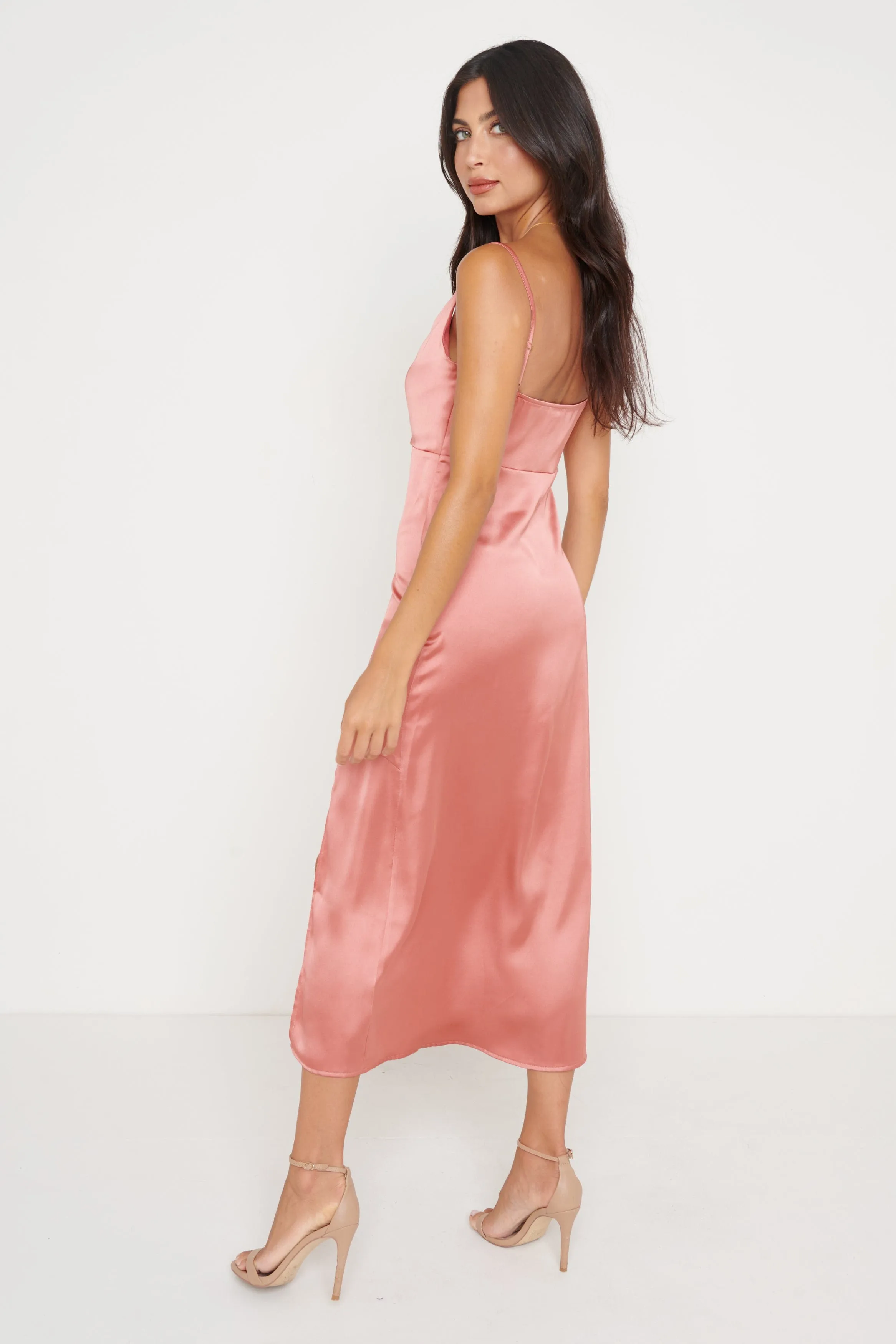 Keisha Asymmetric Midaxi Dress - Brandy