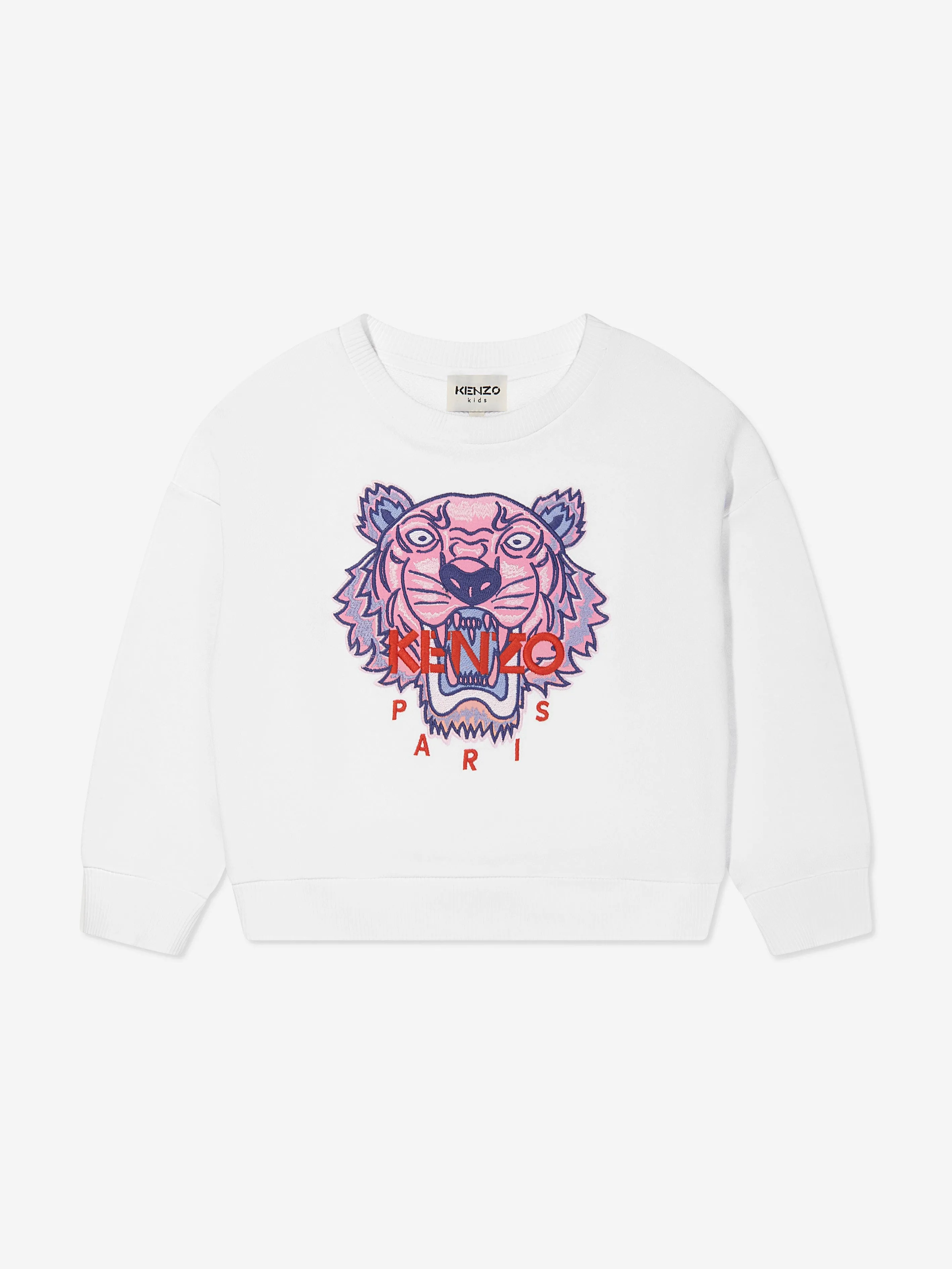 KENZO Girls Tiger Sweatshirt in White