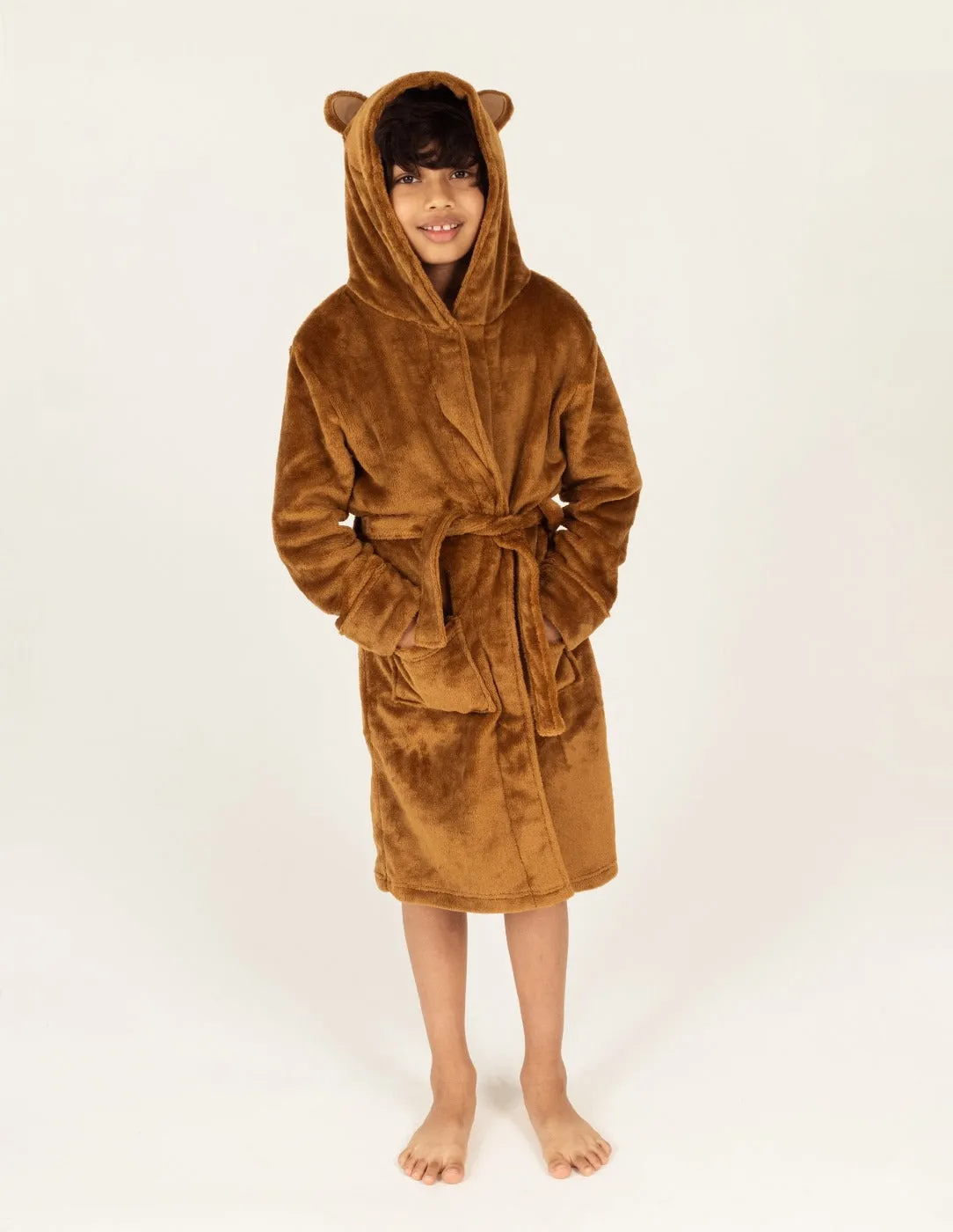 Kid's Fleece Hooded Bear Robe