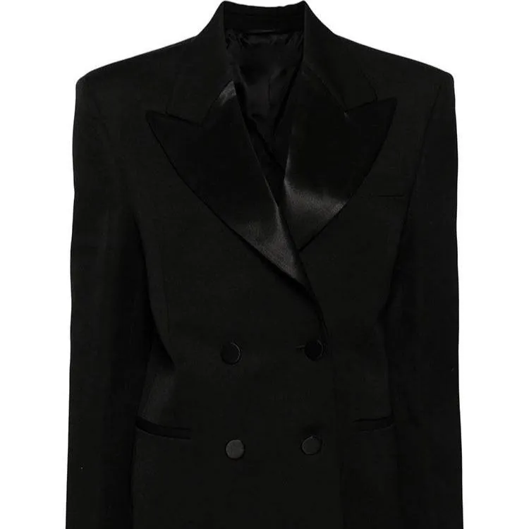 Kimberly Bow-Embellished Wool Black Blazer Dress