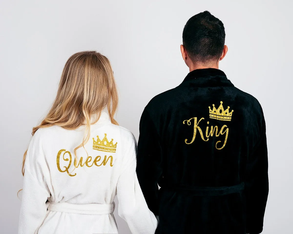 King and Queen Bathrobes for Couple Cozy Terry Bathrobes wife and husband - Glitter