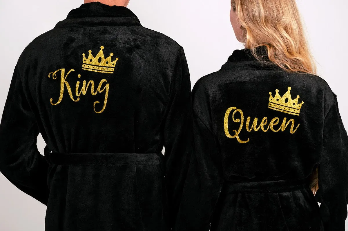 King and Queen Bathrobes for Couple Cozy Terry Bathrobes wife and husband - Glitter