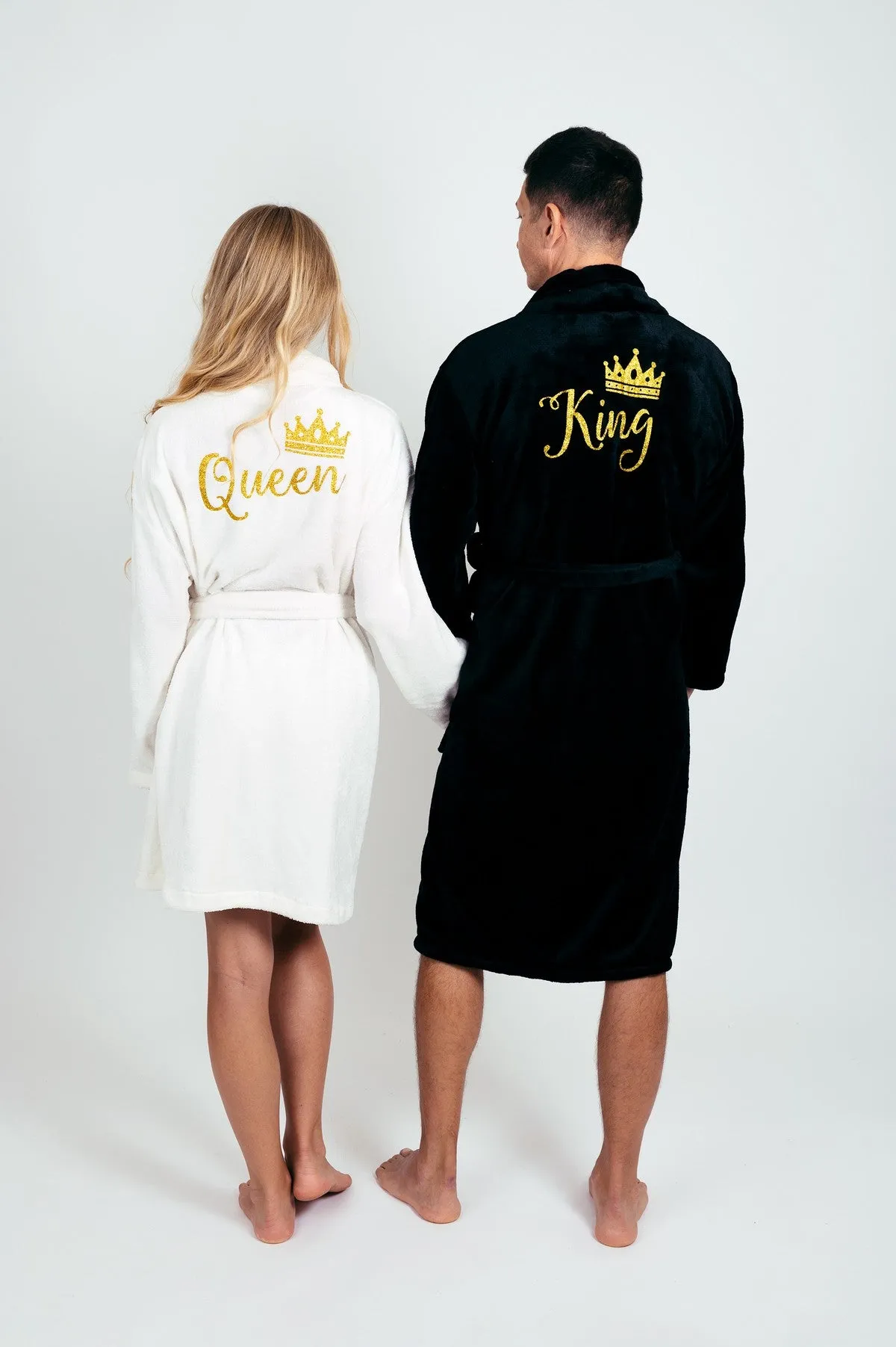 King and Queen Bathrobes for Couple Cozy Terry Bathrobes wife and husband - Glitter