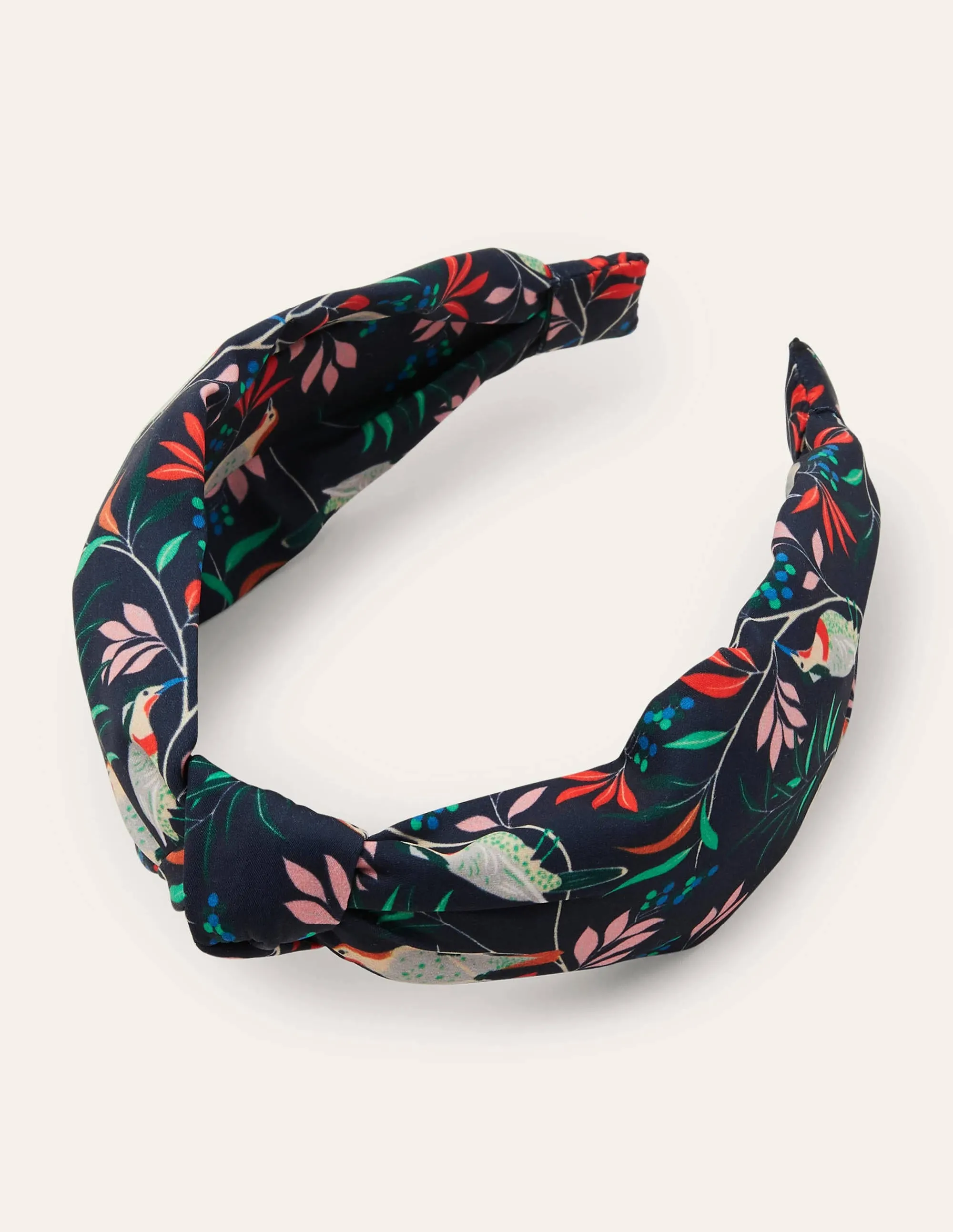 Knotted Headband-French Navy, Berry Bird