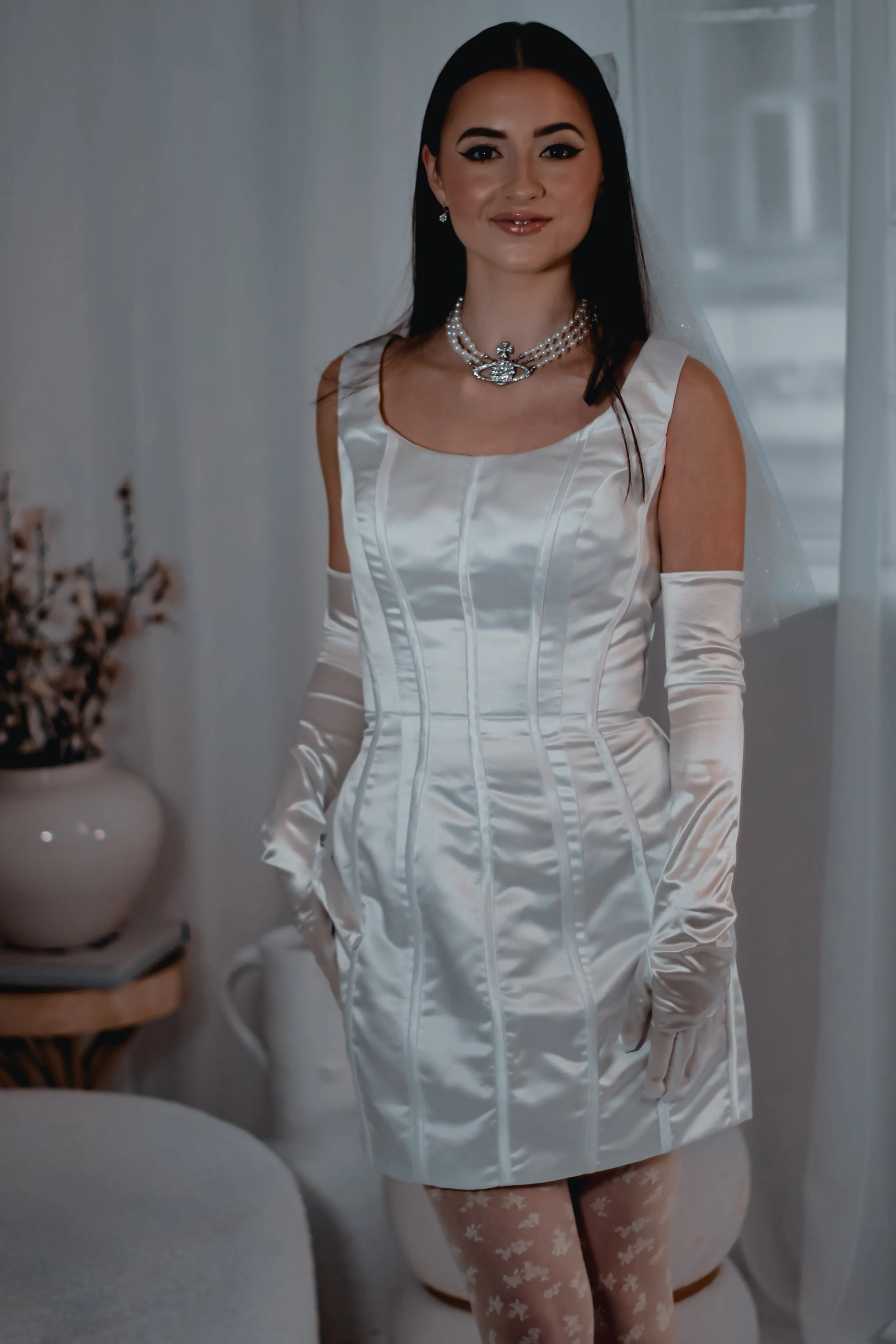 Kylie Mini Satin Wedding Dress