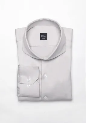 Light Grey Twill Pima Cotton Shirt - Cutaway Extreme Collar