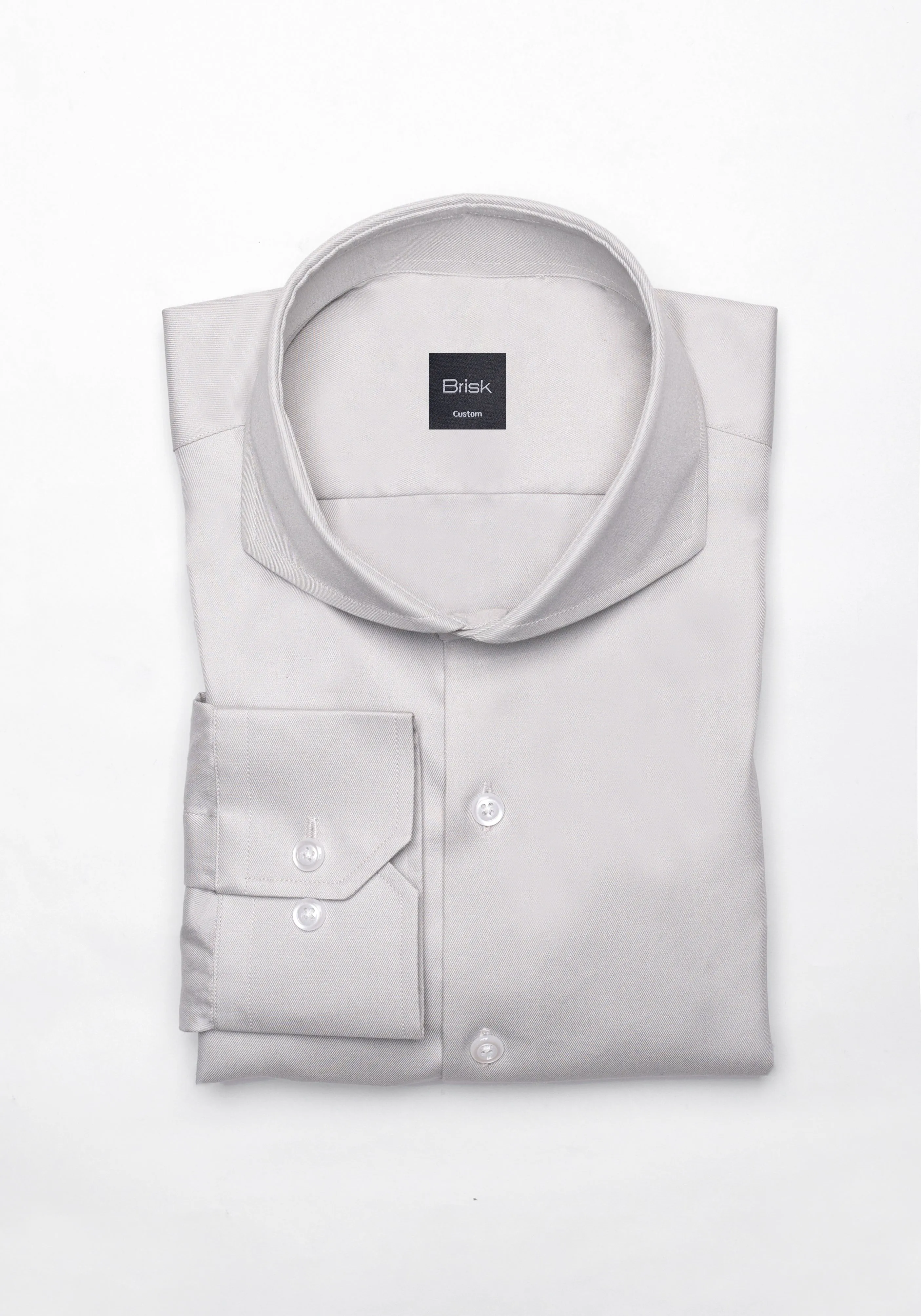 Light Grey Twill Pima Cotton Shirt - Cutaway Extreme Collar