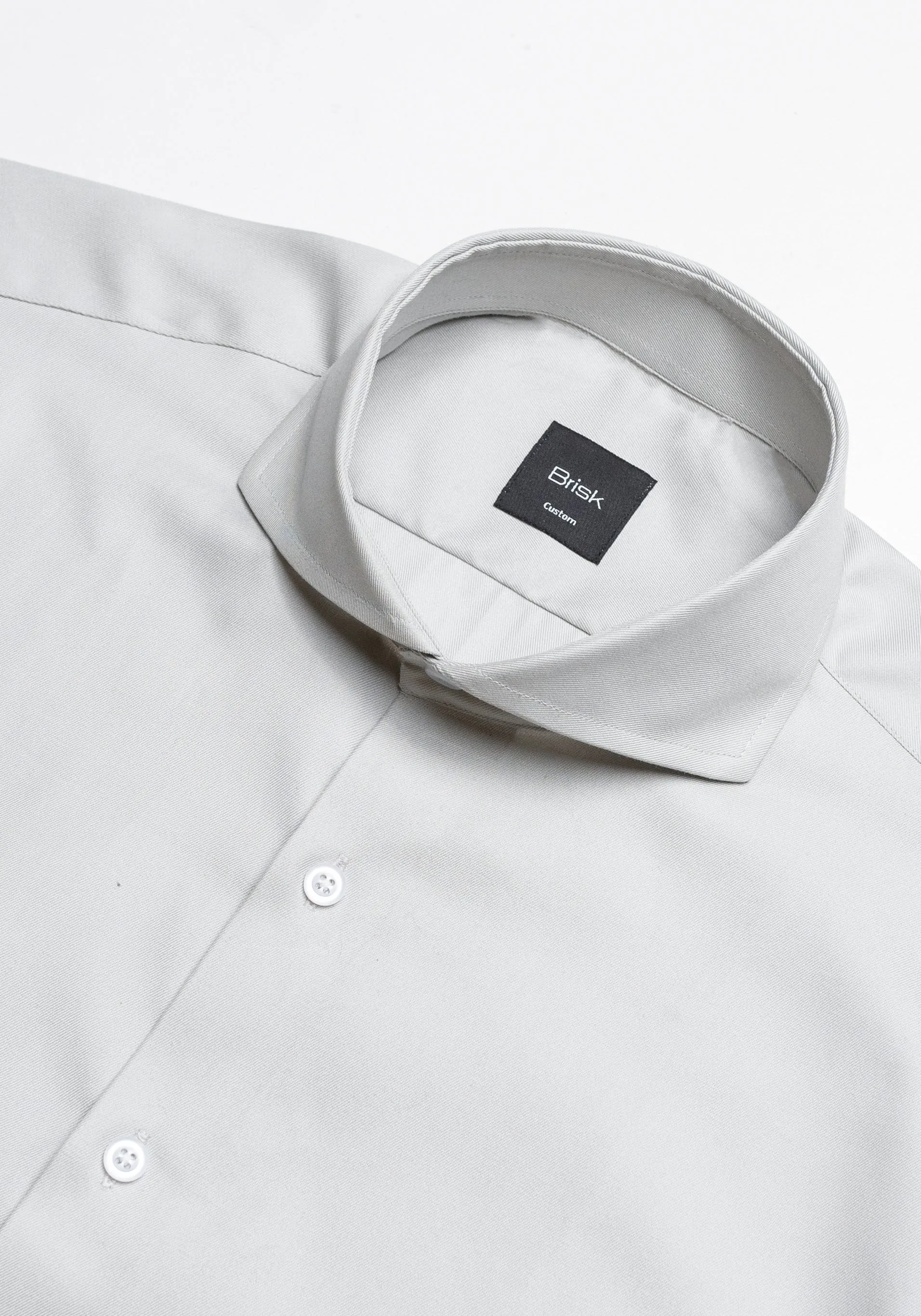 Light Grey Twill Pima Cotton Shirt - Cutaway Extreme Collar