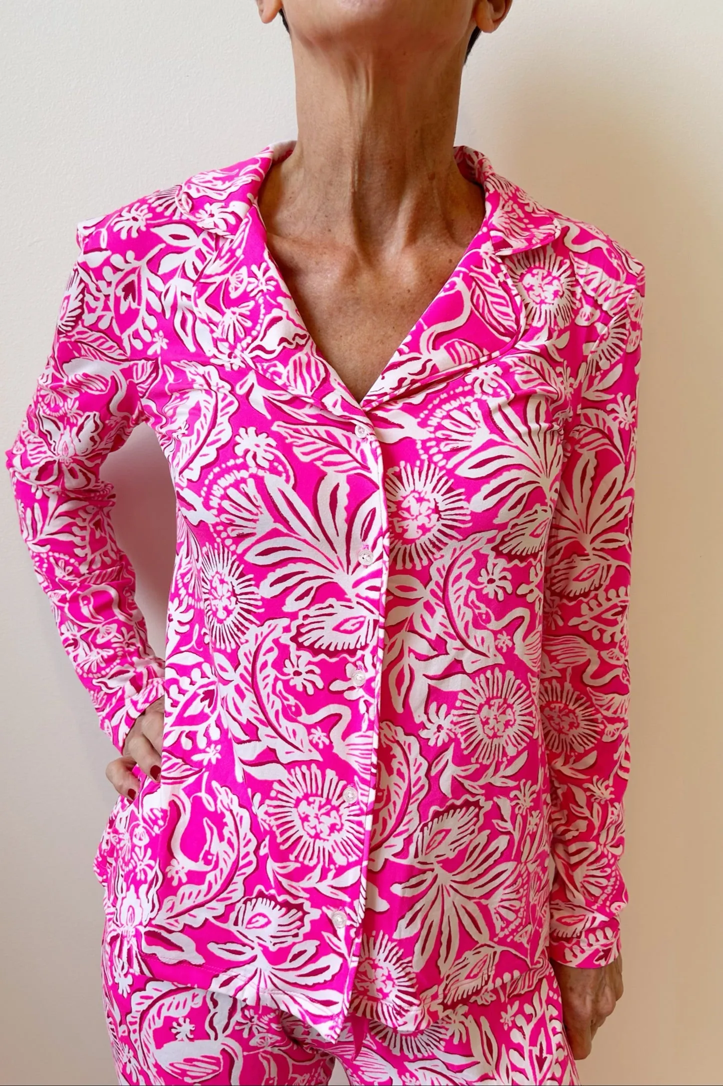 Lilly Pulitzer PJ Knit Button-Up Top - Absolutely Flamazing