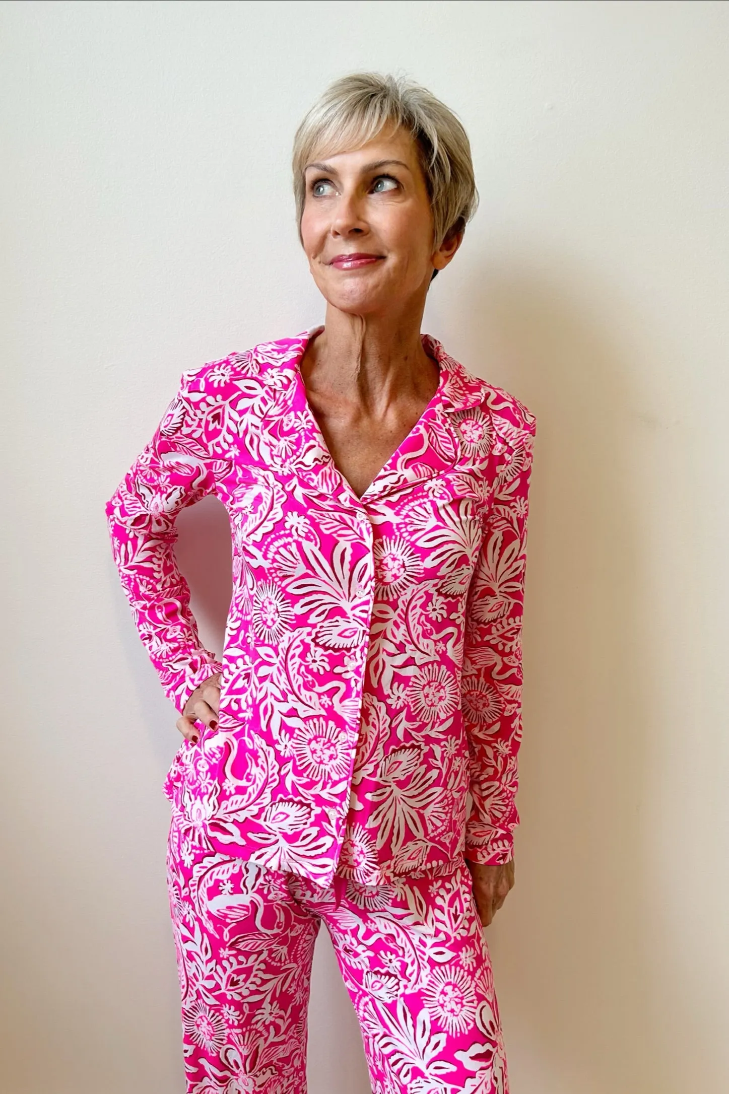 Lilly Pulitzer PJ Knit Button-Up Top - Absolutely Flamazing