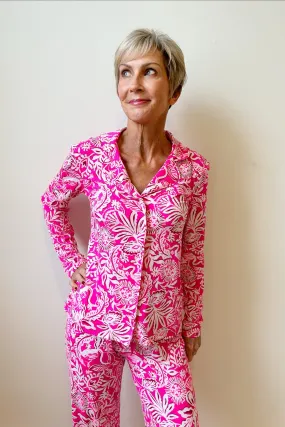 Lilly Pulitzer PJ Knit Button-Up Top - Absolutely Flamazing