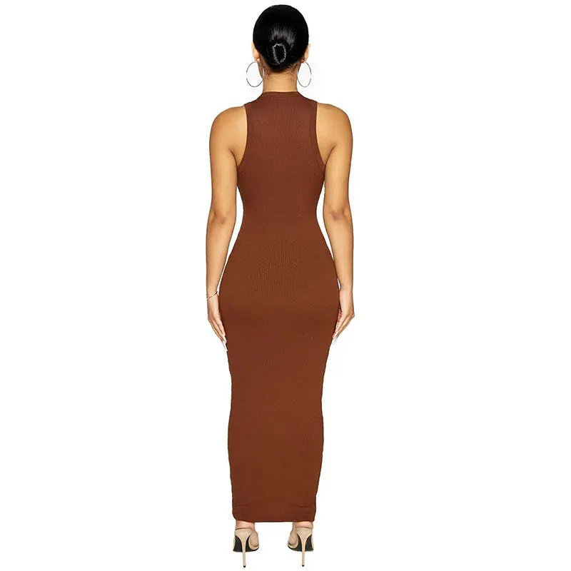 LVSANW CNYISHE Ribbed Knitted Autumn Black Maxi Dress Women 2024 Sexy Party Bodycon Long Dress Round Neck Tight Dresses Robes Sundress