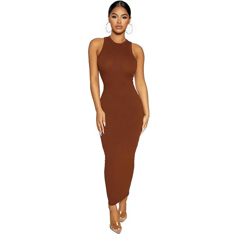 LVSANW CNYISHE Ribbed Knitted Autumn Black Maxi Dress Women 2024 Sexy Party Bodycon Long Dress Round Neck Tight Dresses Robes Sundress