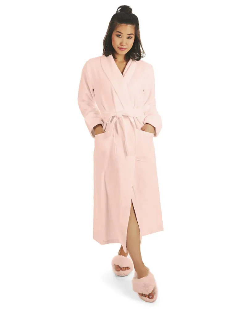 Me Moi Pink Zero Twist Woven Loop Terry Robe Wrap