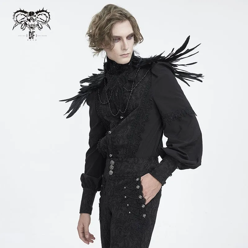 Men's Gothic Stand Collar Beaded Feather Neckwear