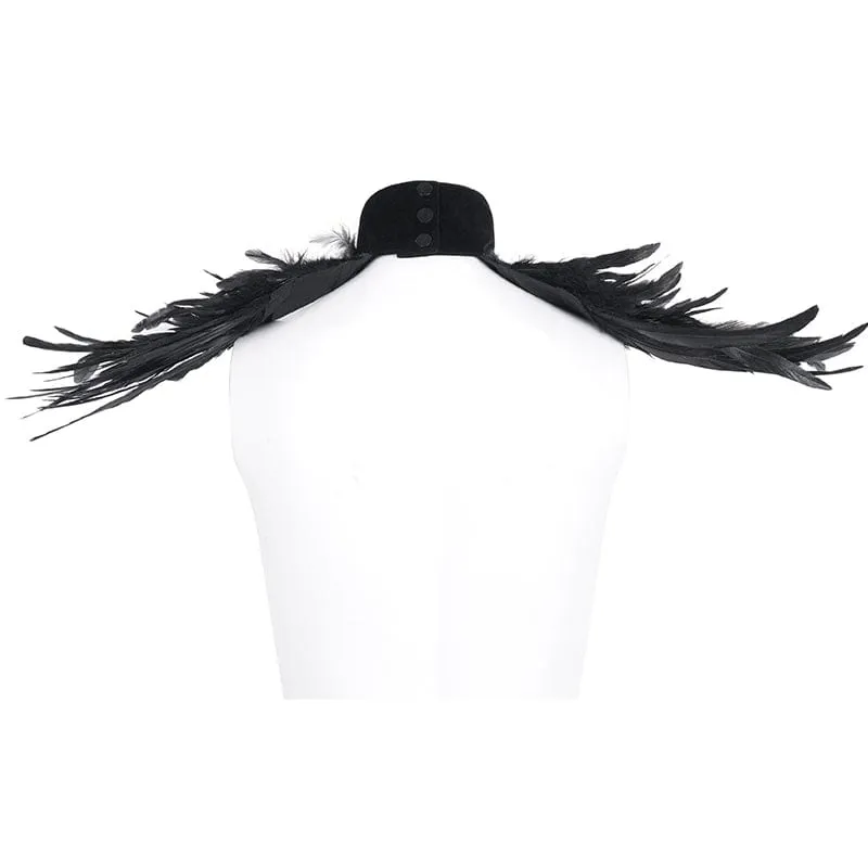 Men's Gothic Stand Collar Beaded Feather Neckwear