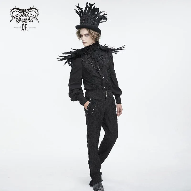 Men's Gothic Stand Collar Beaded Feather Neckwear