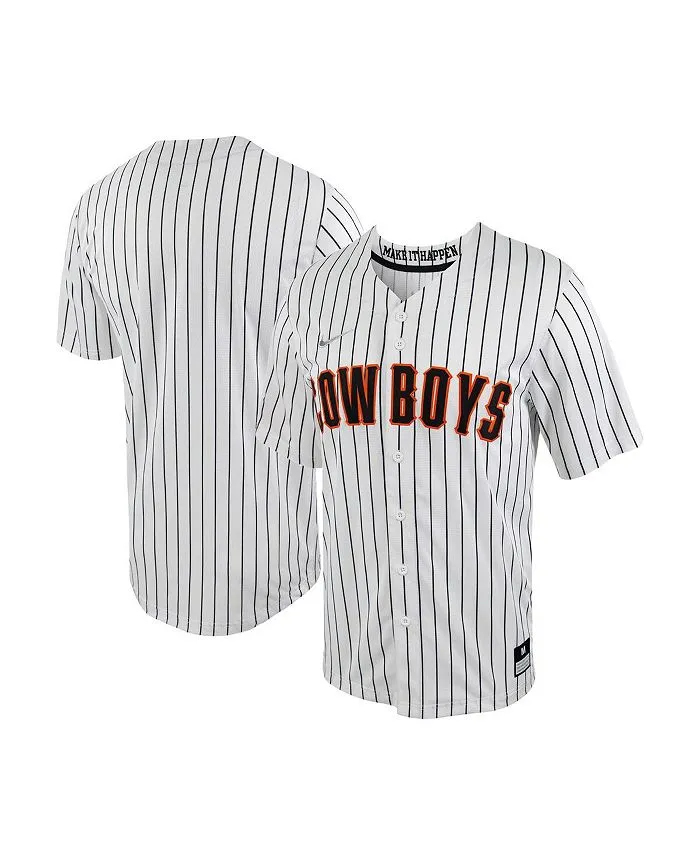 Men's Oklahoma State Cowboys Nike Replica Pinstripe Button Down Baseball Jersey ,  white