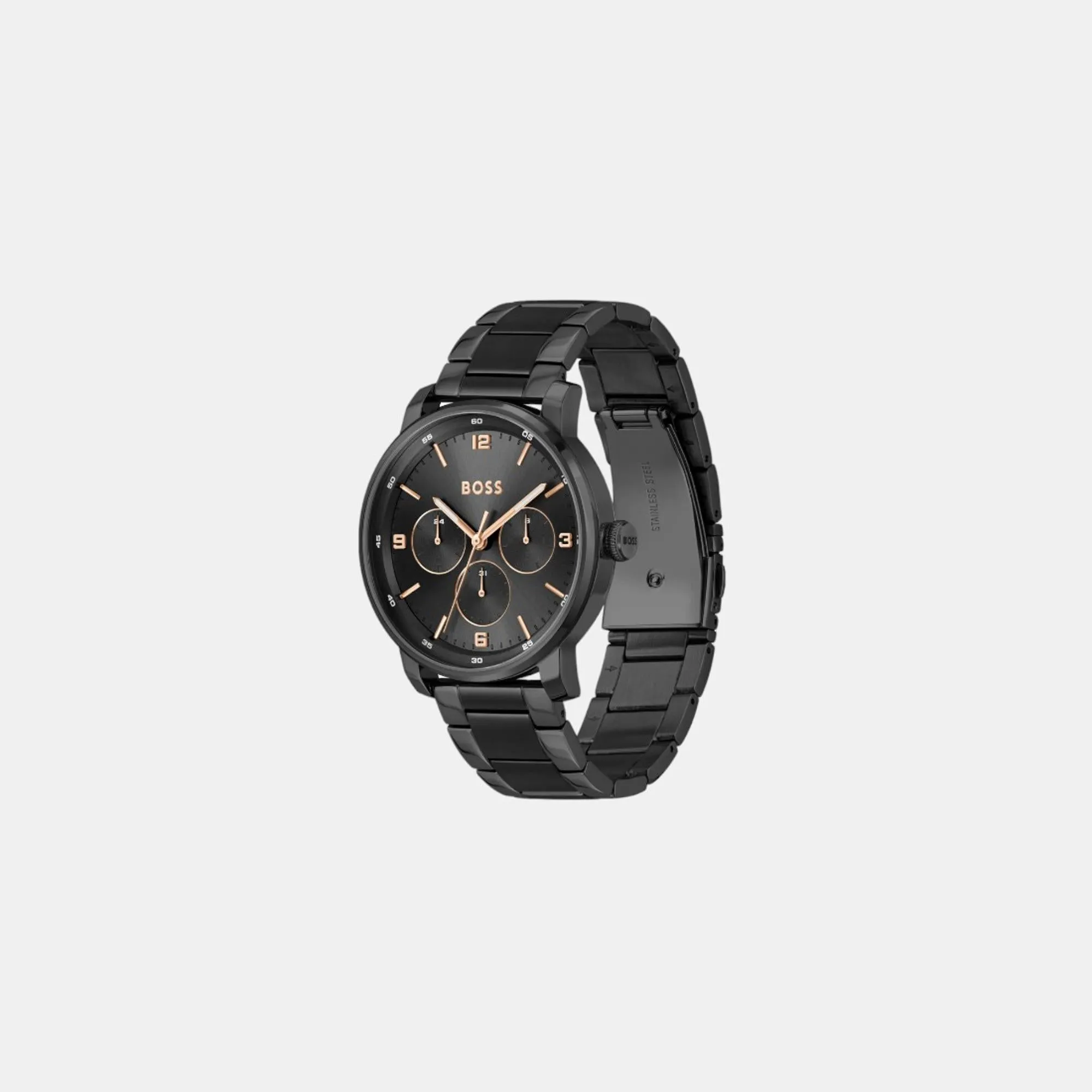 Men's Quartz Multi-Function Black Dial Stainless Steel Watch 1514128