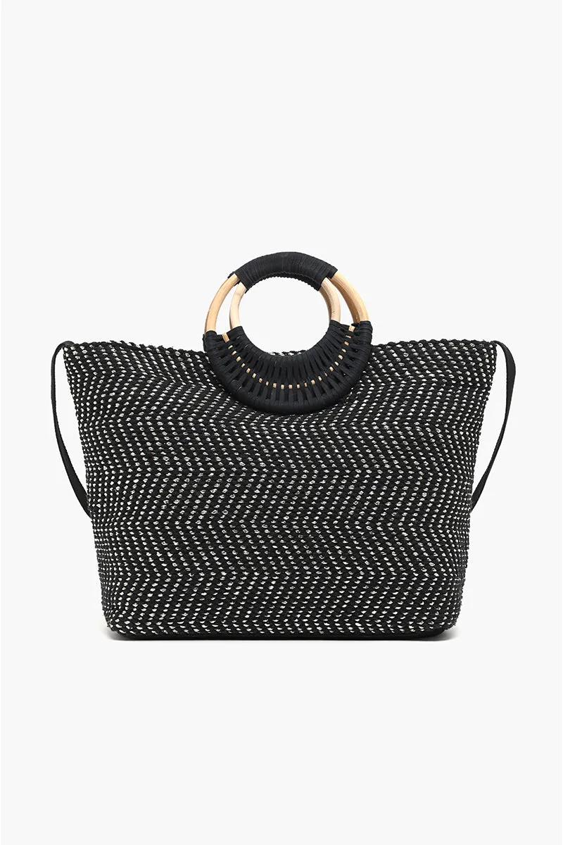 Midnight Lurex Wicker Handle Tote