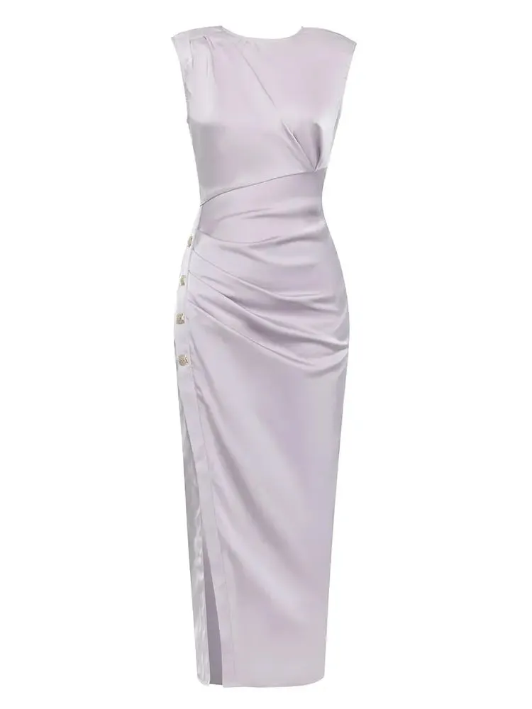 Minimalist Ruched Satin Dress