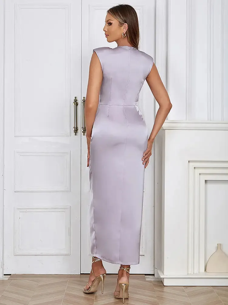 Minimalist Ruched Satin Dress