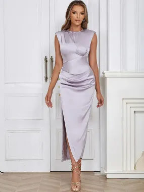 Minimalist Ruched Satin Dress