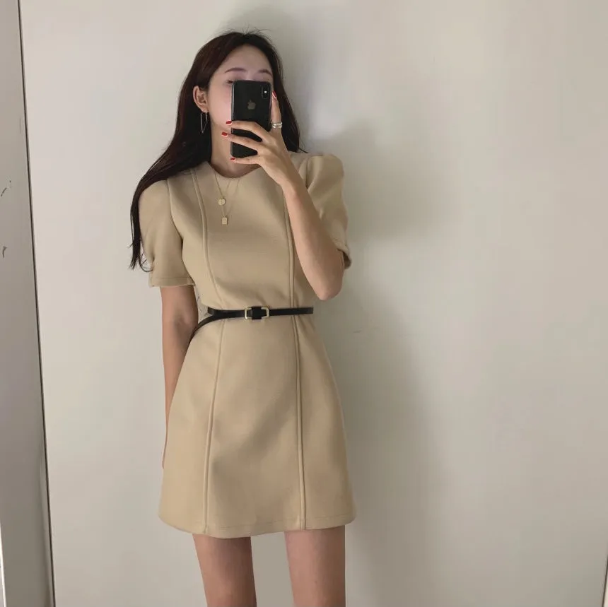 Minimalist Sheath Dress with Belt