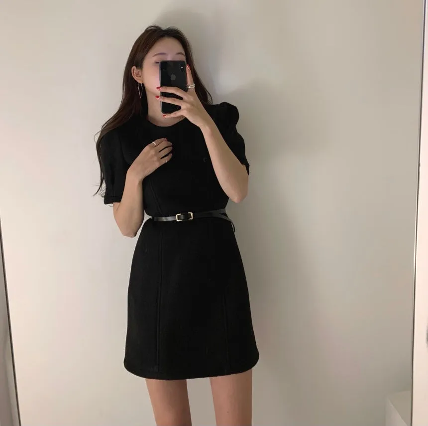 Minimalist Sheath Dress with Belt