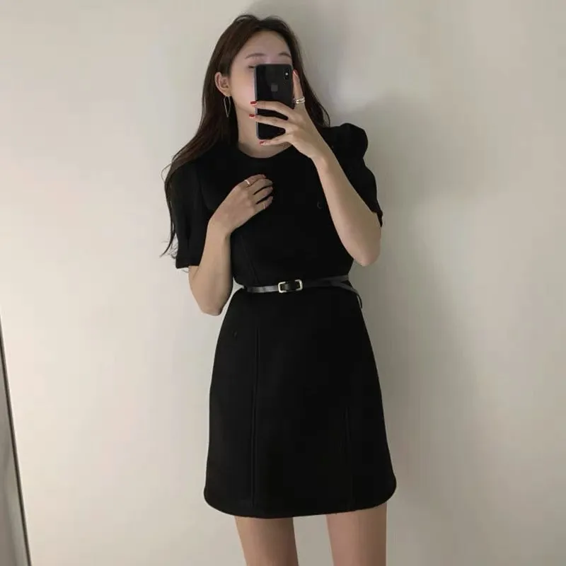 Minimalist Sheath Dress with Belt