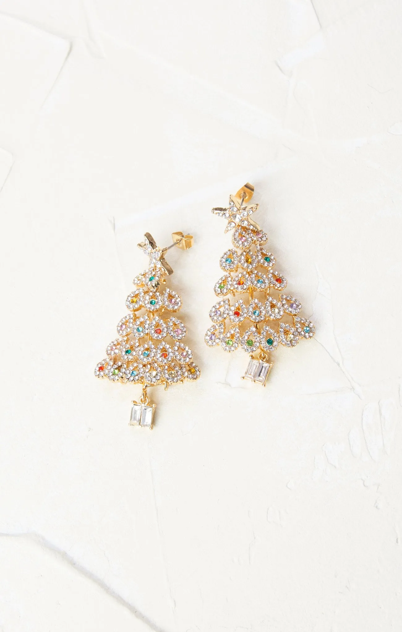 Multicolor Glitzy Christmas Tree Earrings