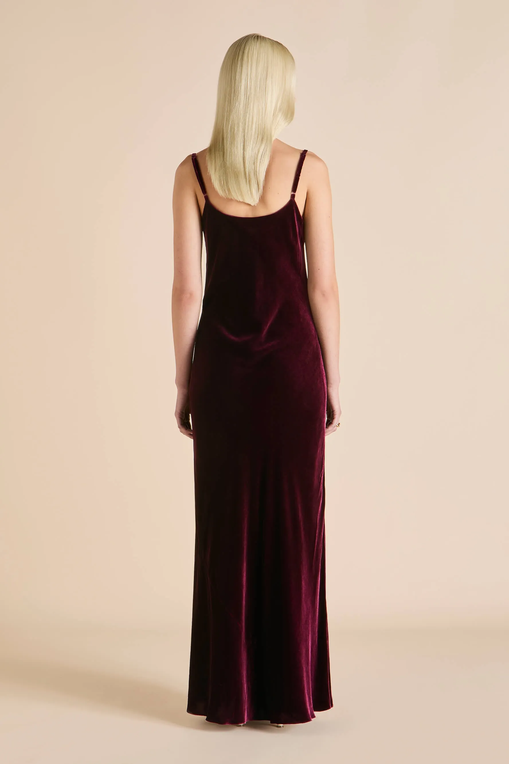 Olympia Burgundy Dress in Silk Velvet