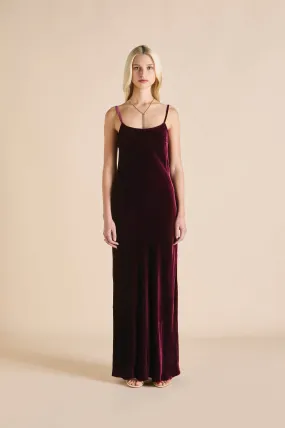 Olympia Burgundy Dress in Silk Velvet