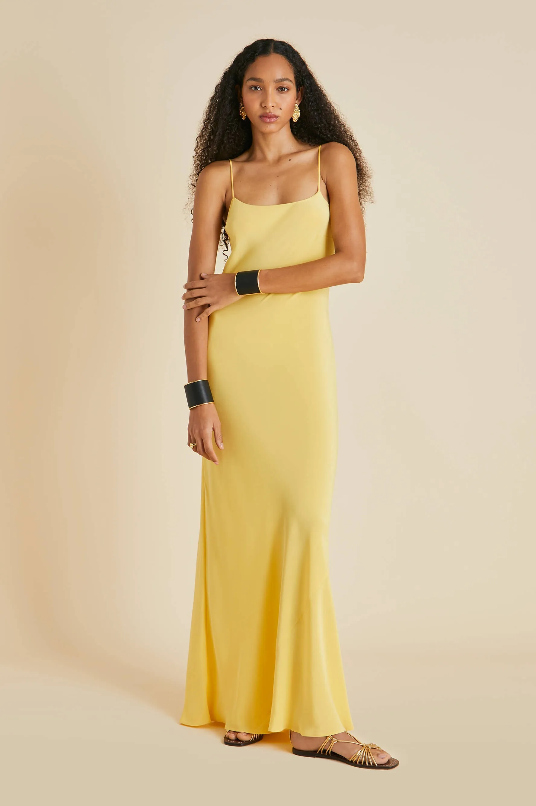 Olympia Yellow Slip Dress in Silk Crêpe de Chine