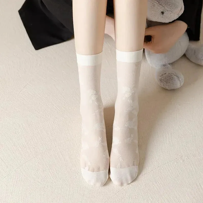 One Pair of Nylon Crew Mesh Socks | Casual Kawaii Outfits