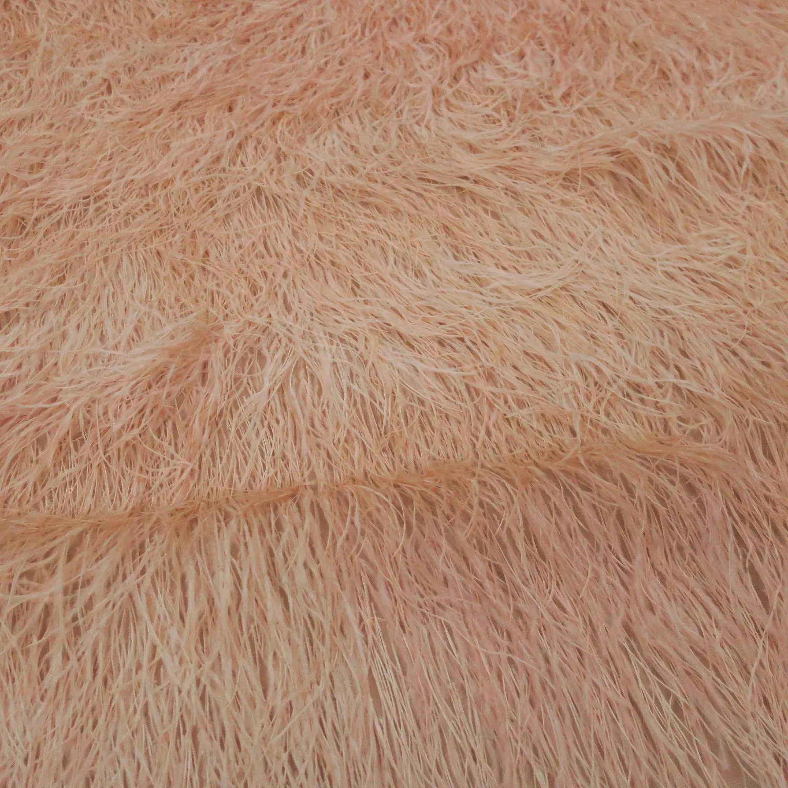 Peach Feathered Embroidered Lace Fabric