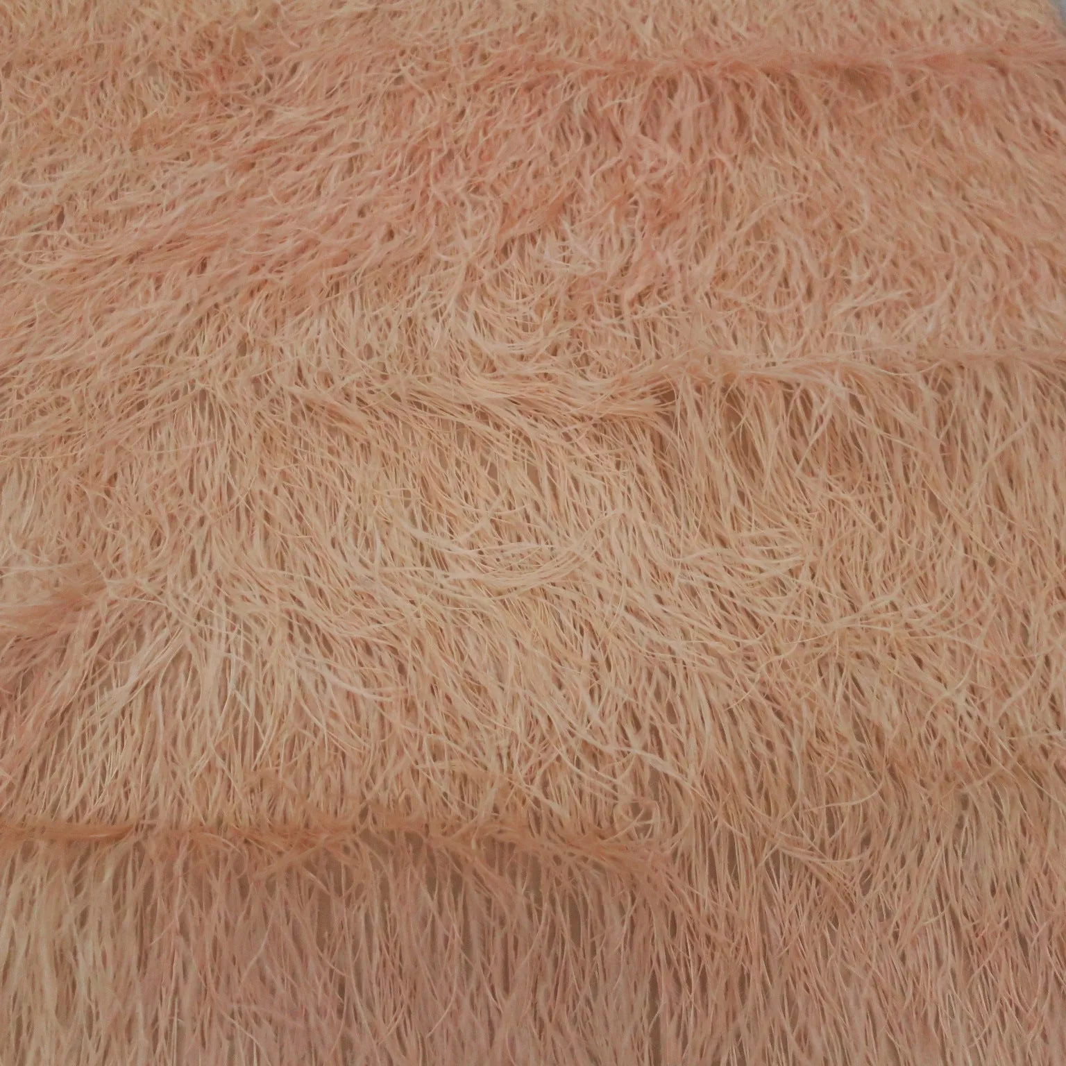 Peach Feathered Embroidered Lace Fabric