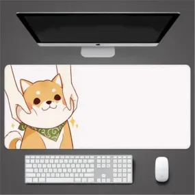 Playful Shiba Inu Keyboard and Mouse Pad