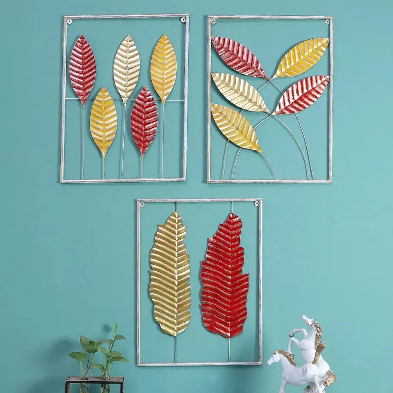 Rectangular Leaves Wall Decor | Set of 3