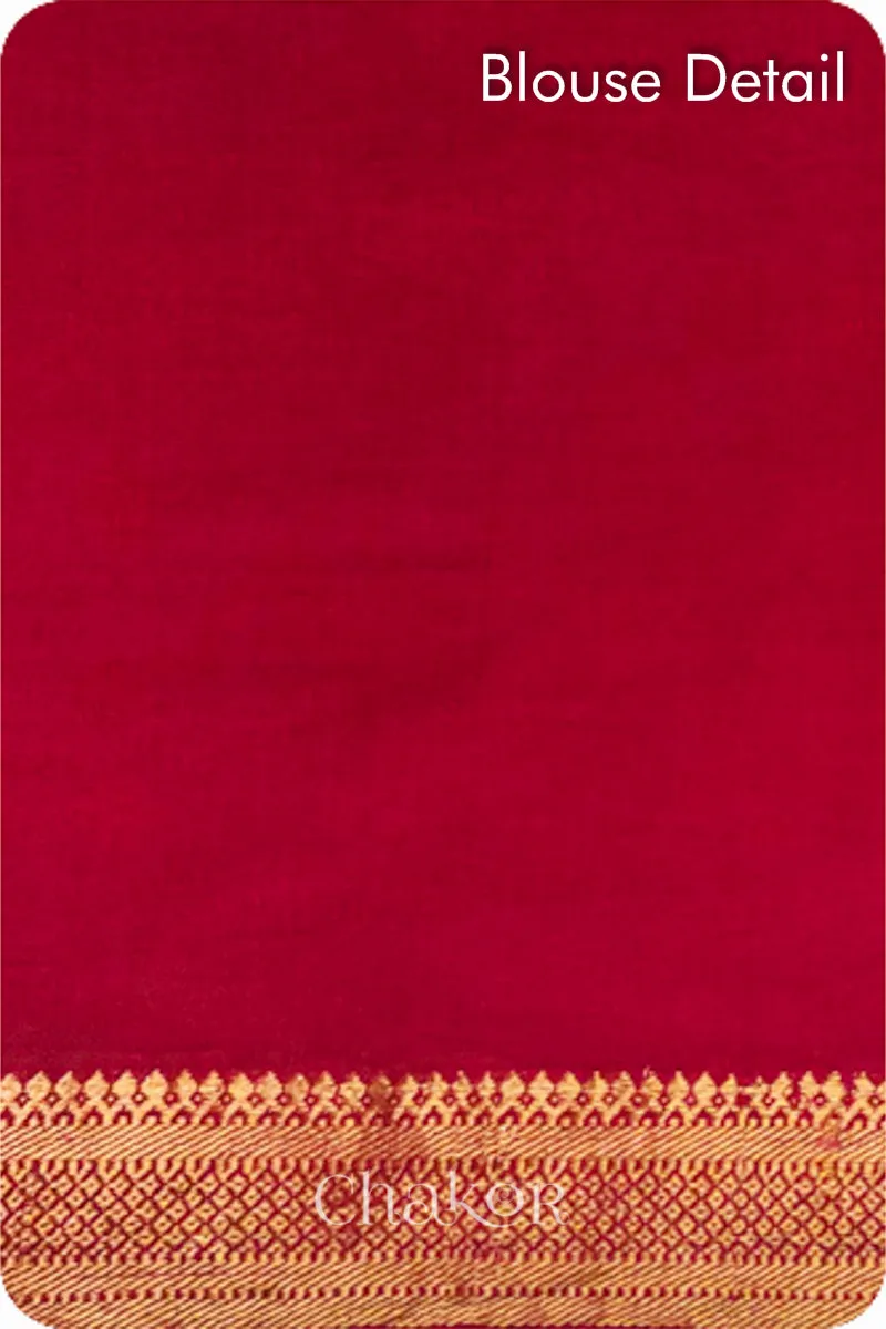 Red Bandhani Mangalgiri Cotton Saree