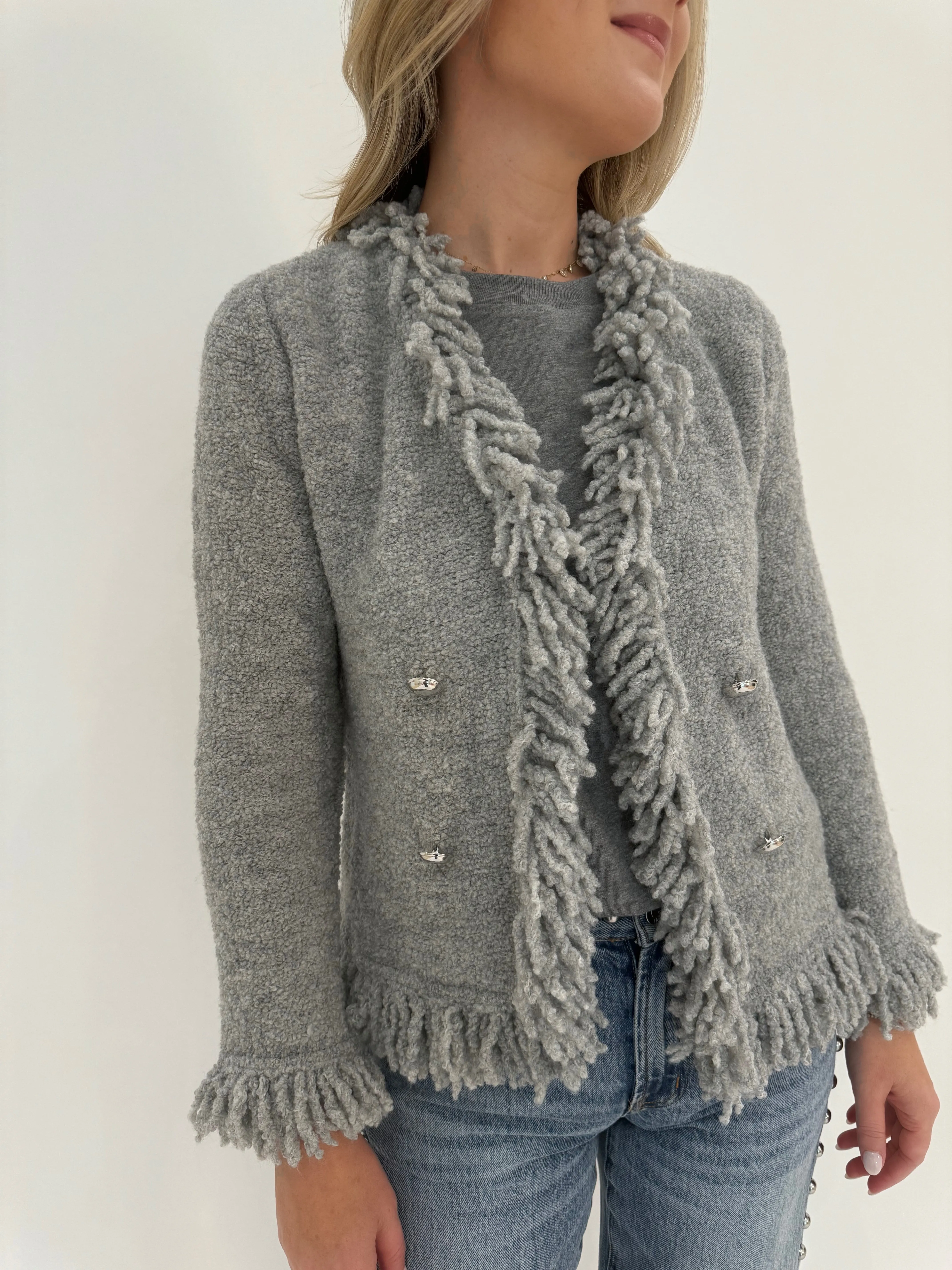 Rovo Fringe Jacket - Melange Light