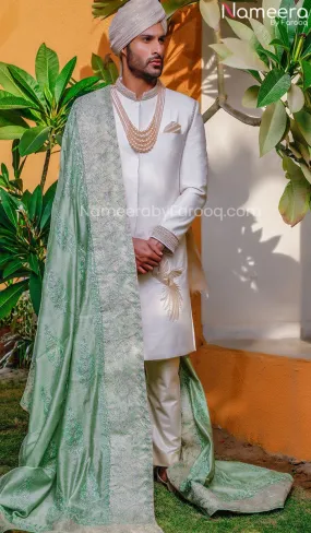 Royal Sherwani Wedding Attire for Dulha with Shawl #GN44