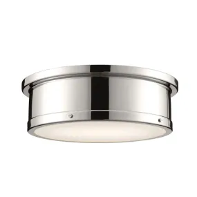 Serca 18" 3-Light Flush Mount Light, Polished Nickel Finish