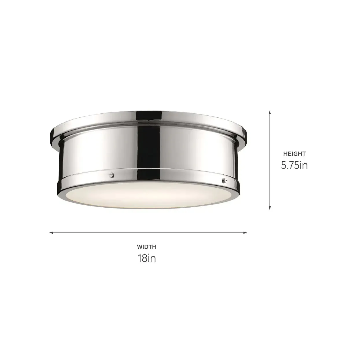 Serca 18" 3-Light Flush Mount Light, Polished Nickel Finish