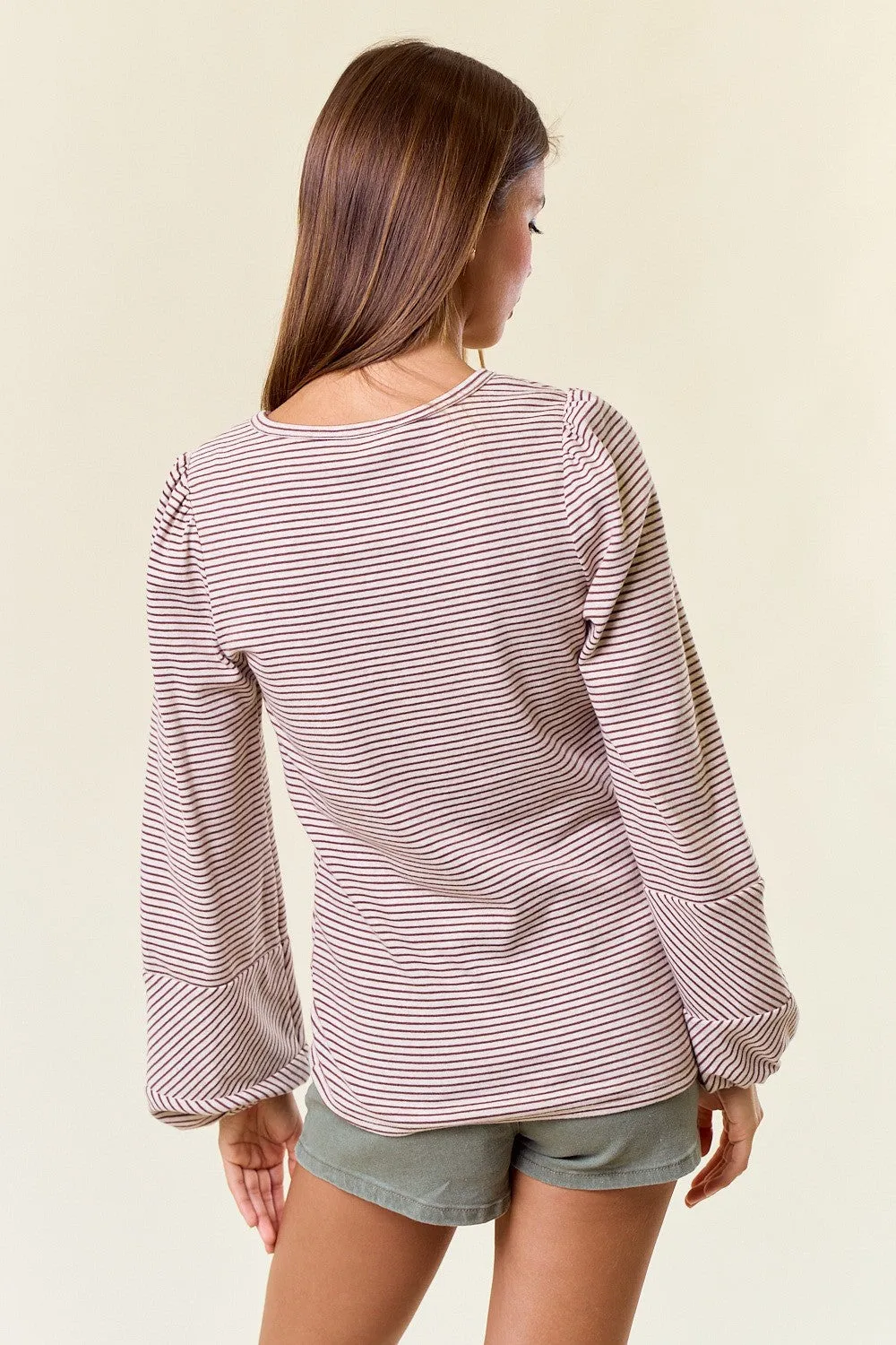 Sign Of The Times Striped Bubble Sleeve Top