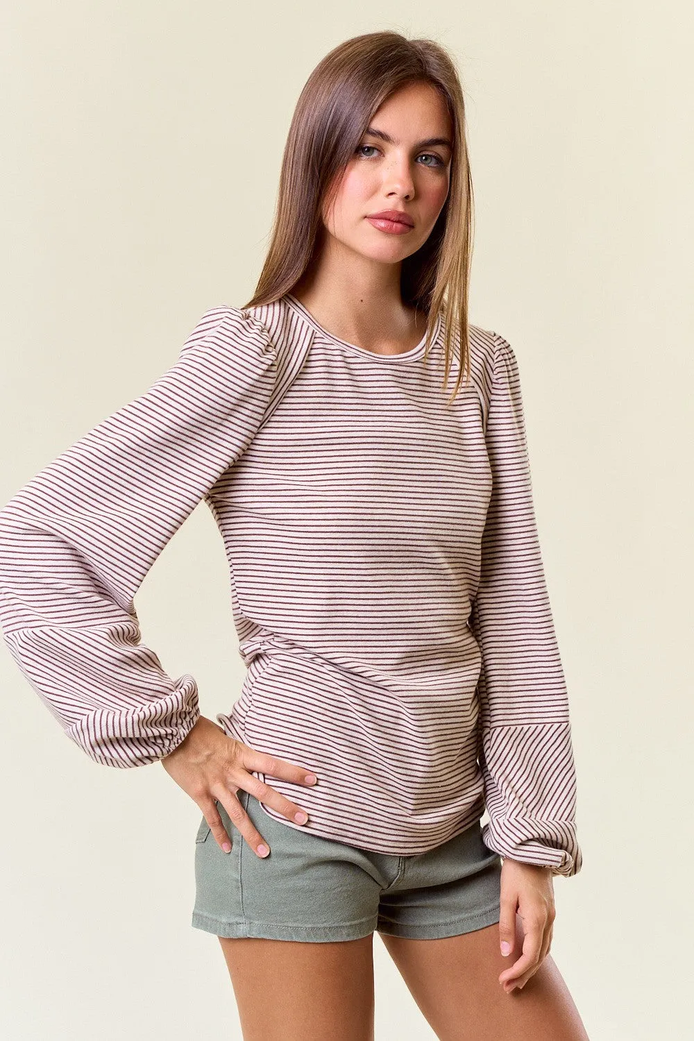 Sign Of The Times Striped Bubble Sleeve Top