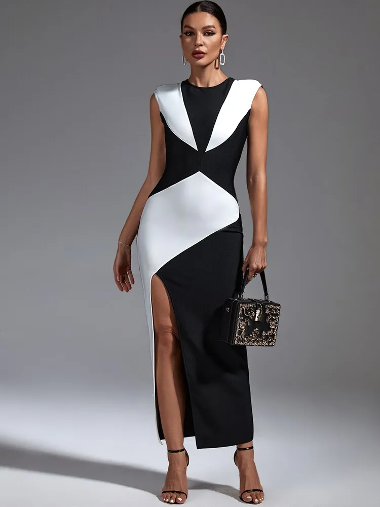 Sleek Split Maxi Bodycon Evening Dress